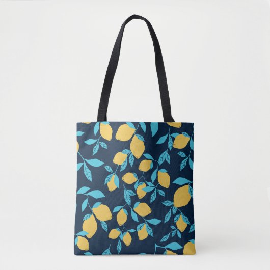 Eenvoudige citrus: citroenen op blauw. tote bag (Voorkant)