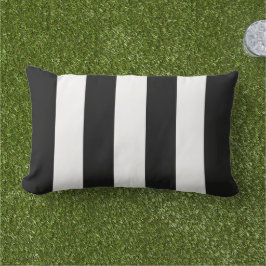 Eenvoudige Classic Black en White Cabana Stripes Buitenkussen