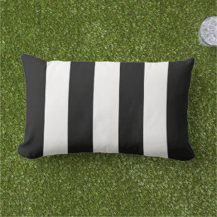Eenvoudige Classic Black en White Cabana Stripes Buitenkussen