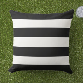 Eenvoudige Classic Black en White Horizontal Strip Buitenkussen