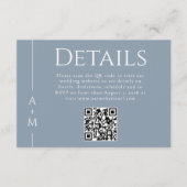 Eenvoudige Classic Dusty Blue Monogram Details QR- Informatiekaartje (Voorkant)