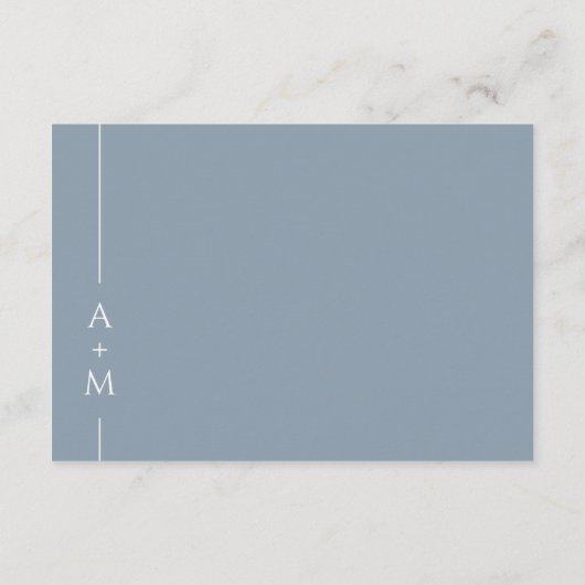 Eenvoudige Classic Dusty Blue Monogram Details QR- Informatiekaartje (Achterkant)