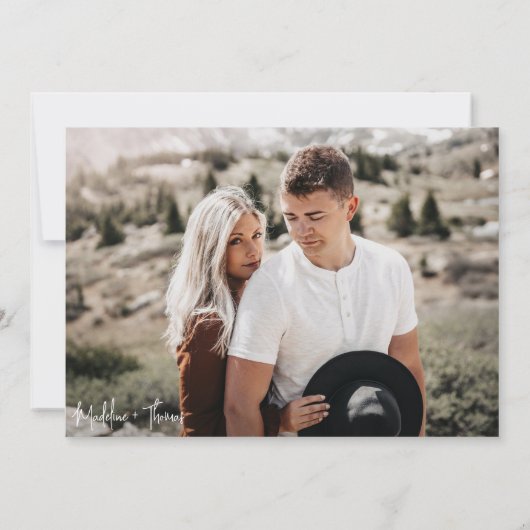 Eenvoudige Classic Dusty Roos Roze 2 foto bruiloft Bedankkaart (Achterkant)