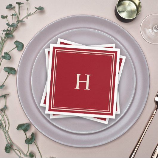 Eenvoudige Classic Elegant Cranberry Rood met Mono Servet