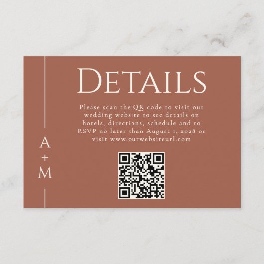 Eenvoudige Classic Elegant Monogram Details QR-cod Informatiekaartje (Voorkant)