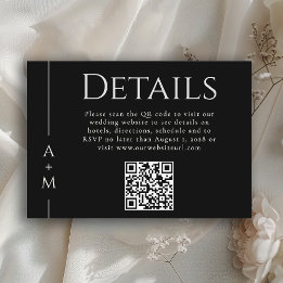 Eenvoudige Classic Elegant Monogram Details QR-cod Informatiekaartje