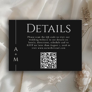 Eenvoudige Classic Elegant Monogram Details QR-cod Informatiekaartje