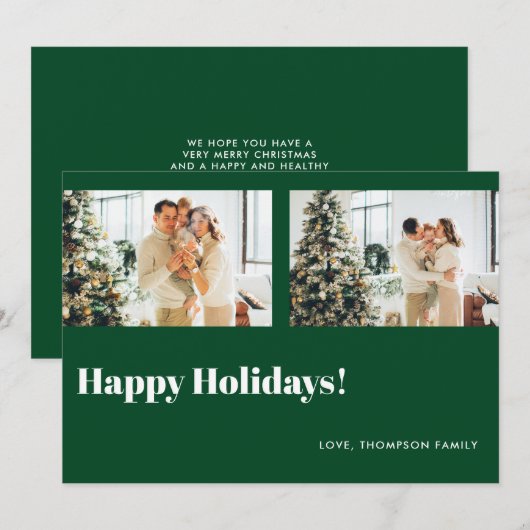 Eenvoudige Classic Green Prettige feestdagen Feestdagenkaart (Voorkant / Achterkant)