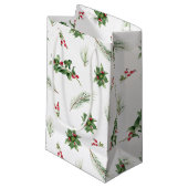 Eenvoudige 'Classic Holly Berry' Waterverf kerst Klein Cadeauzakje (Voorkant Gekanteld)