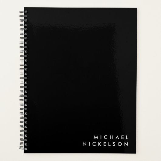 Eenvoudige Classic Masculine | Naam op zwart Planner (Voorkant)