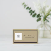 Eenvoudige Classic QR-code Zwart en Tan Visitekaar Visitekaartje (Staand voorkant)