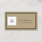 Eenvoudige Classic QR-code Zwart en Tan Visitekaar Visitekaartje (Voorkant)