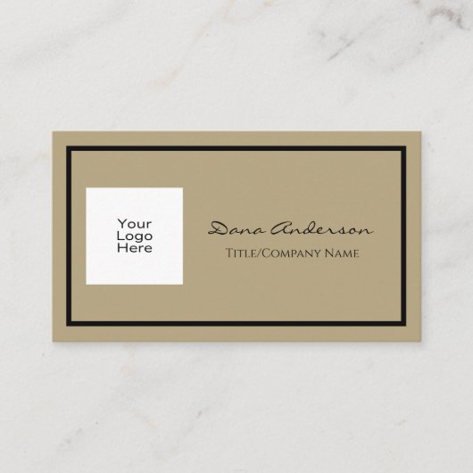 Eenvoudige Classic QR-code Zwart en Tan Visitekaar Visitekaartje (Voorkant)