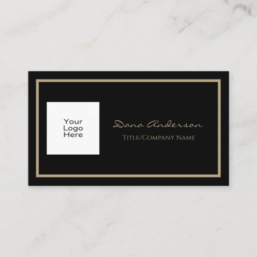 Eenvoudige Classic QR-code Zwart en Tan Visitekaar Visitekaartje (Voorkant)