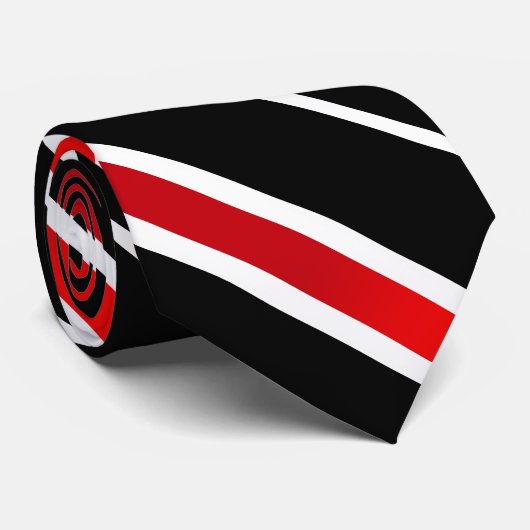 Eenvoudige Classic Red White en Black Diagonal Str Stropdas (Opgerold)