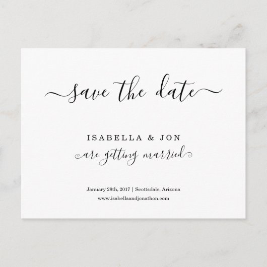 Eenvoudige Classic Save the Date Briefkaart voor b (Voorkant)