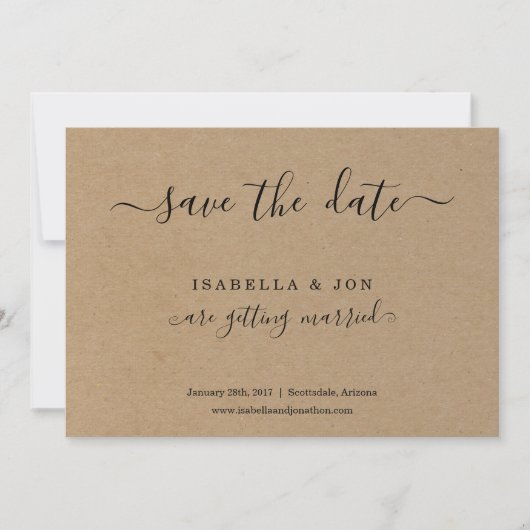 Eenvoudige Classic Save the Date Kraft Paper Aankondiging (Voorkant)