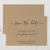 Eenvoudige Classic Save the Date Kraft Paper Aankondiging (Voorkant / Achterkant)