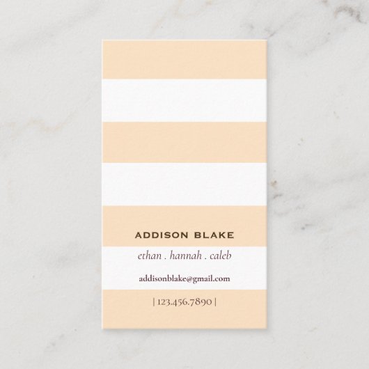 Eenvoudige Classic Stripes Minimalistische Crème Visitekaartje (Voorkant)