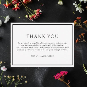 Eenvoudige Classic Zwart Lijst Begrafenissympathie Bedankkaart