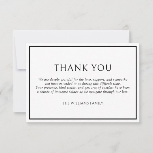Eenvoudige Classic Zwart Lijst Begrafenissympathie Bedankkaart (Voorkant)