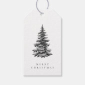  Eenvoudige Classic Zwart Wit Kerstboom Cadeaulabel (Voorkant)