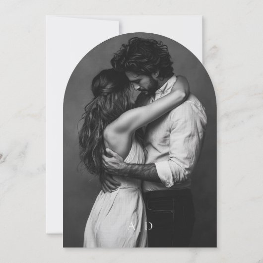 Eenvoudige Classic Zwart Wit Niets Fancy bruiloft Kaart (Achterkant)