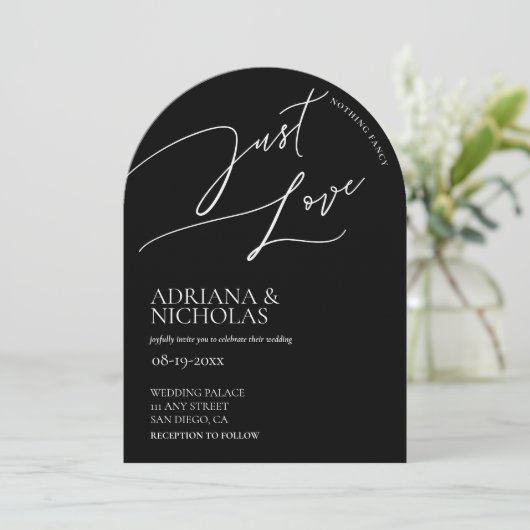 Eenvoudige Classic Zwart Wit Niets Fancy bruiloft Kaart (Staand voorkant)