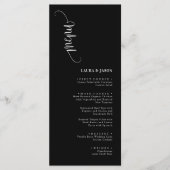 Eenvoudige Classic Zwart-Wit Wedding Menu Kaarten (Voorkant)