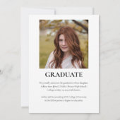 Eenvoudige Classy 2025 Twee foto Afstuderen Kaart (Achterkant)