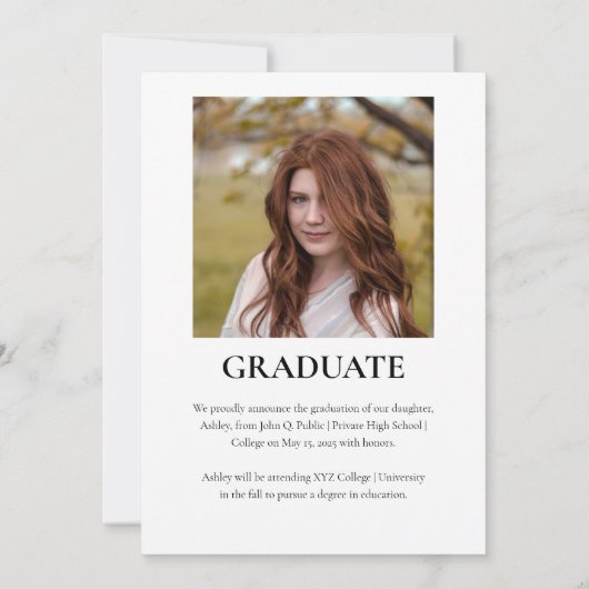 Eenvoudige Classy 2025 Twee foto Afstuderen Kaart (Achterkant)
