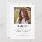 Eenvoudige Classy 2025 Twee foto Afstuderen Kaart (Achterkant)