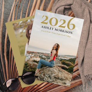 Eenvoudige Classy 2025 Twee foto - Olijf Afstudere Kaart