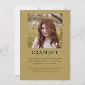 Eenvoudige Classy 2025 Twee foto - Olijf Afstudere Kaart (Achterkant)