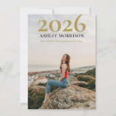 Eenvoudige Classy 2025 Twee foto - Olijf Afstudere Kaart (Voorkant)