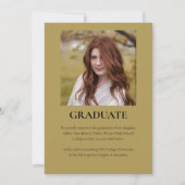 Eenvoudige Classy 2025 Twee foto - Olijf Afstudere Kaart (Achterkant)