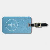 Eenvoudige Classy Aqua Turquoise Sky Blue Leather  Bagagelabel (Voorkant horizontaal)