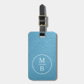 Eenvoudige Classy Aqua Turquoise Sky Blue Leather  Bagagelabel (Voorkant verticaal)