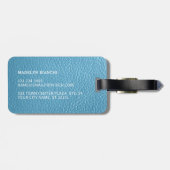Eenvoudige Classy Aqua Turquoise Sky Blue Leather  Bagagelabel (Achterkant horizontaal)