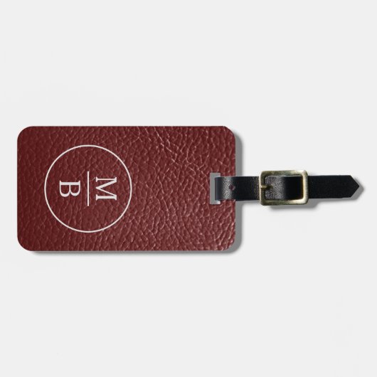 Eenvoudige Classy Dark Maroon Red Leather Look Bagagelabel (Voorkant horizontaal)