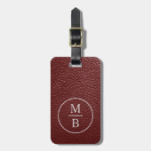 Eenvoudige Classy Dark Maroon Red Leather Look Bagagelabel (Voorkant verticaal)