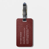Eenvoudige Classy Dark Maroon Red Leather Look Bagagelabel (Achterkant verticaal)