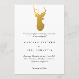 Eenvoudige Classy Gold Antler Moderne bruiloft Kaart