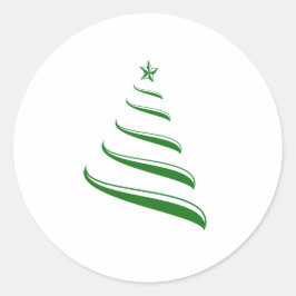 Eenvoudige Classy Green Ribbon Kerstboom Ronde Sticker