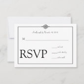 Eenvoudige Classy zwart wit bruiloft RSVP (Voorkant)