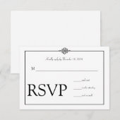 Eenvoudige Classy zwart wit bruiloft RSVP Kaartje (Voorkant / Achterkant)