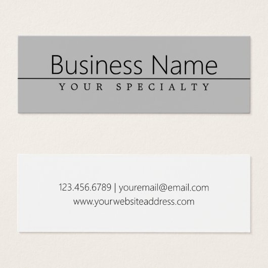 Eenvoudige classy zwarte tekst op grijs mini visitekaartjes (Voorkant /achterkant)