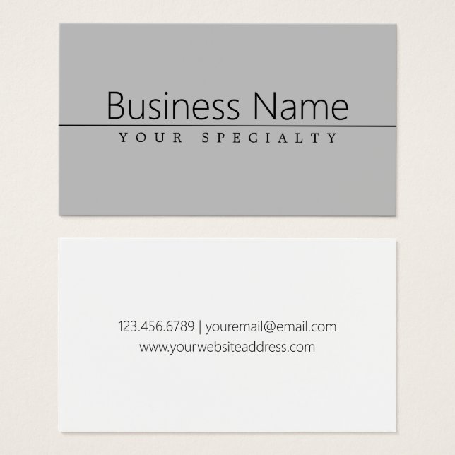 Eenvoudige classy zwarte tekst op grijs visitekaartje (Voorkant /achterkant)