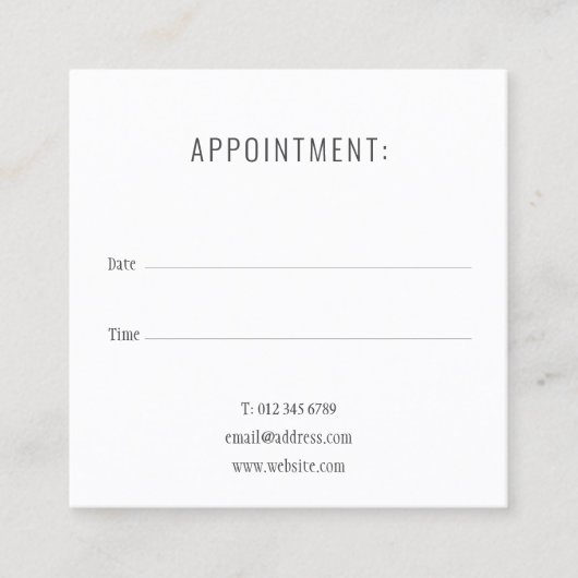 Eenvoudige Clean Business Square Afspraakkaart Vierkante Visitekaartje (Voorkant)