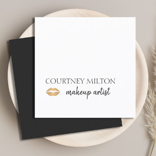 Eenvoudige Clean Faux Gold Lips Make-up Artist Vierkante Visitekaartje